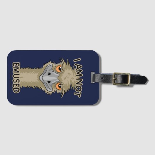 私はEmusedのおもしろいなエミューのしゃれではないです ラゲッジタグ (正面横)