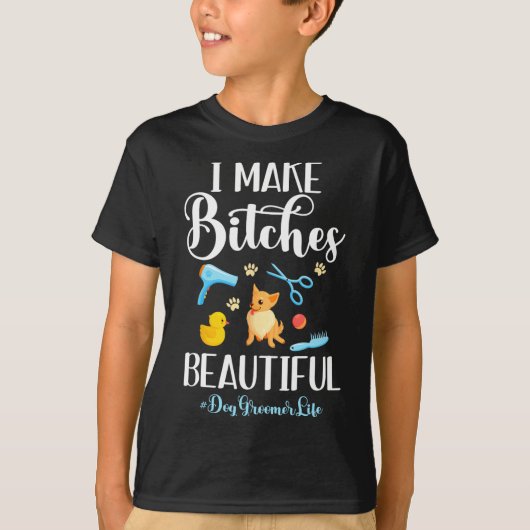 私はEsの美しい犬のトリマーライフ櫛のシザーを作る Tシャツ (正面)