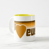 私はEuchreのレトロ70sを愛します ツートーンマグカップ (正面左)