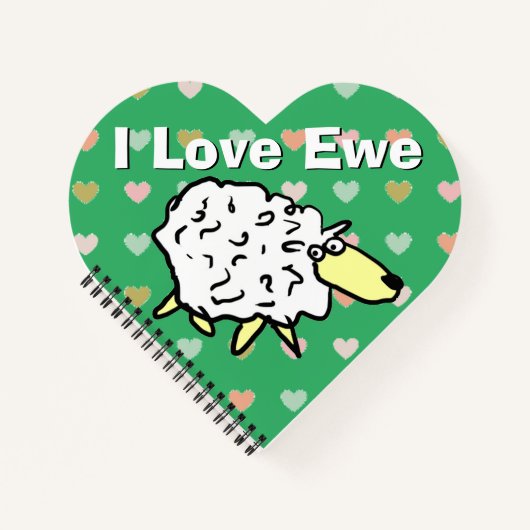 私はEweが大好き。おもしろいSheep Image & Love Youメッセージ ノートブック (正面)