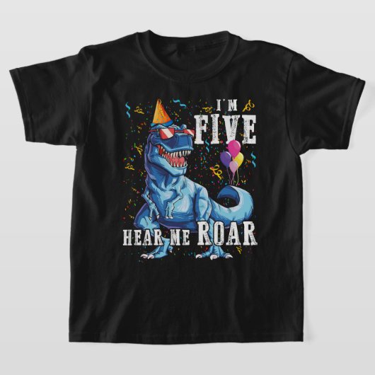 私はFIVE HEAR 5th誕生日恐竜シャツ Tシャツ (レイダウン)