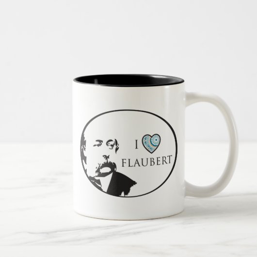 私はFlaubertのマグを愛します ツートーンマグカップ (右)