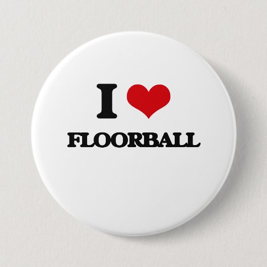 私はFloorballを愛します 缶バッジ (正面)