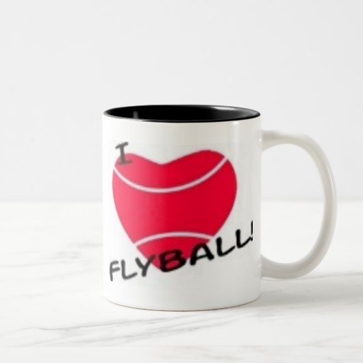 私はflyballを愛します ツートーンマグカップ (右)