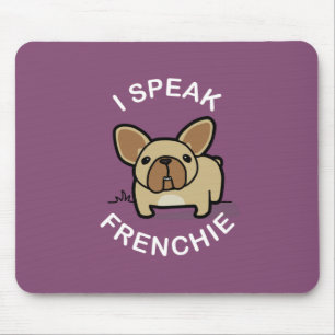 私はFrenchie -紫色--を話します マウスパッド