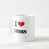 私はGibbsを愛します コーヒーマグカップ (正面左)