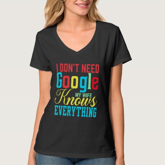 私はGoogleを必要としない私の妻はすべてのクラスを知っている Tシャツ (正面)