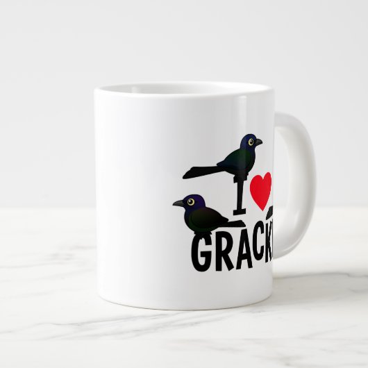 私はGracklesを愛します ジャンボコーヒーマグカップ (正面右)