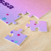 私はGymnastである – 女の子と紫のジムのマットにレオタード ジグソーパズル (側面)