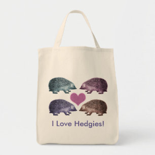 私はHedgiesを愛します! - 4匹の愛らしいハリネズミ トートバッグ