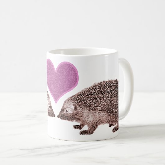 私はHedgies -マグの2匹のハリネズミ--を愛します コーヒーマグカップ (正面右)