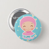 私はHijab私のPinを愛します 缶バッジ (正面&裏面)