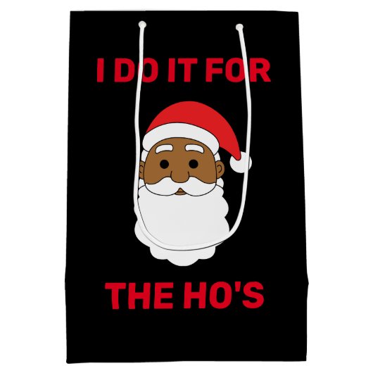 私はHoのアフリカ系アメリカ人サンタ・ブラックのためにやっている ミディアムペーパーバッグ (裏面)