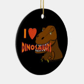 私はIのハートの恐竜の漫画のTyrranosaurusのレックスを愛します セラミックオーナメント (右)