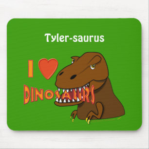 私はIのハートの恐竜の漫画のTyrranosaurusのレックスを愛します マウスパッド