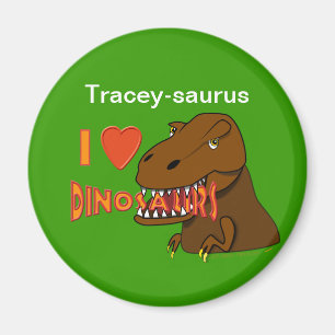 私はIのハートの恐竜の漫画のTyrranosaurusのレックスを愛します マグネット