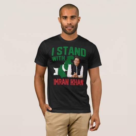 私はImran Khan PTIパーティーパキスタンのサポートと共に立つ Tシャツ (正面フル)