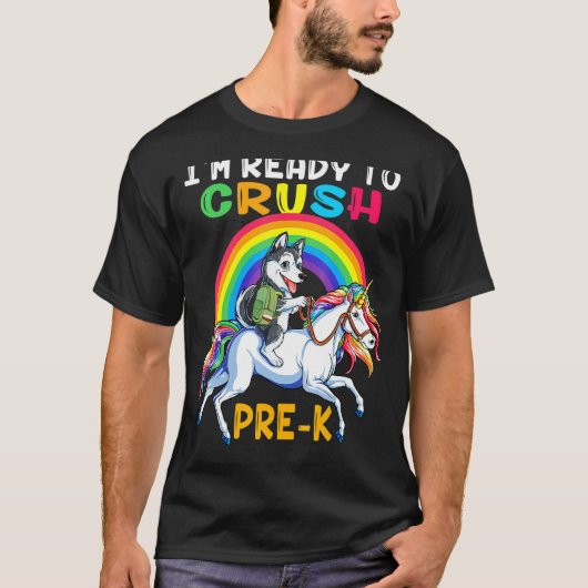 私はKのハスキー乗りユニコーンのプレを粉砕する準備ができている Tシャツ (正面)