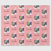 私はKドラマを一時停止してここに。カスタマイズ。 ラッピングペーパー (フラット)