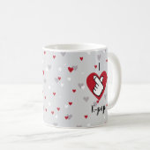私はK-Redグレーの指ポップ・アートののハートコーヒーマグが大好き コーヒーマグカップ (正面右)