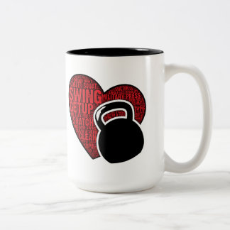 私はKETTLEBELLのコーヒー・マグを愛します ツートーンマグカップ