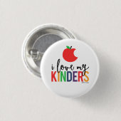 私はKinders - Apple私の小さいボタンを愛します 缶バッジ (正面&裏面)