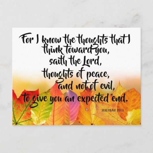私はKJVエレミヤの詩の考えを知っている ポストカード (正面)