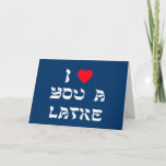 私はLatke愛します シーズンカード<br><div class="desc">Latkeとの単語の演劇とのそれらを愛するかどの位誰かに言う素晴らしいハヌカー（ユダヤ教の祭り）のギフト!</div>