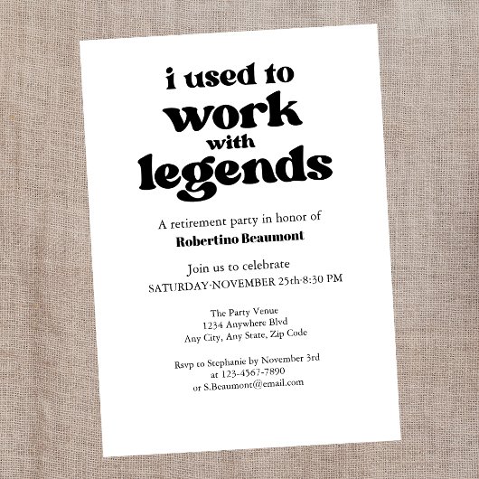 私はLegends Retirementで働いていまおもしろいした 招待状