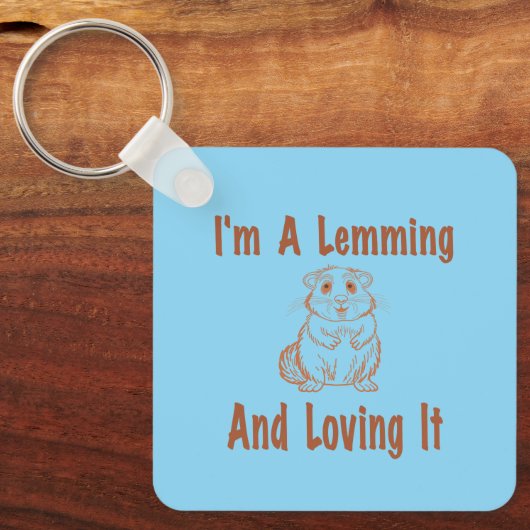 私はLemmingとItを愛しているブラウンのスケッチ文字 キーホルダー (正面)