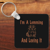 私はLemmingとItを愛しているブラウンのスケッチ文字 キーホルダー (正面)