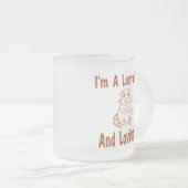 私はLemmingとItを愛しているブラウンのスケッチ文字 フロストグラスマグカップ (正面右)