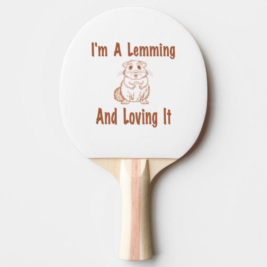 私はLemmingとItを愛しているブラウンのスケッチ文字 卓球ラケット (正面)