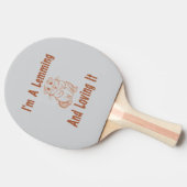 私はLemmingとItを愛しているブラウンのスケッチ文字 卓球ラケット (横)