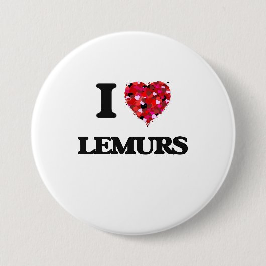 私はLemursを愛します 缶バッジ (正面)