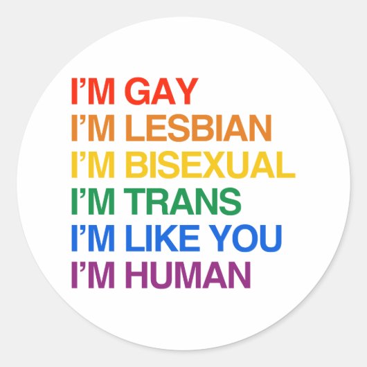 私はLGBT 私は人間です.png ラウンドシール (正面)