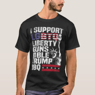 私はLgbtq Liberty Guns Bible Trump Bbqをサポート Tシャツ