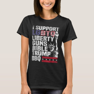私はLgbtq Liberty Guns Bible Trump Bbqをサポート Tシャツ