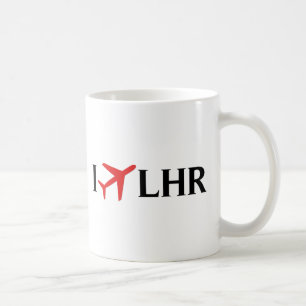 私はLHR -ロンドン・ヒースロー空港、ロンドン、イギリス--を飛ばします コーヒーマグカップ