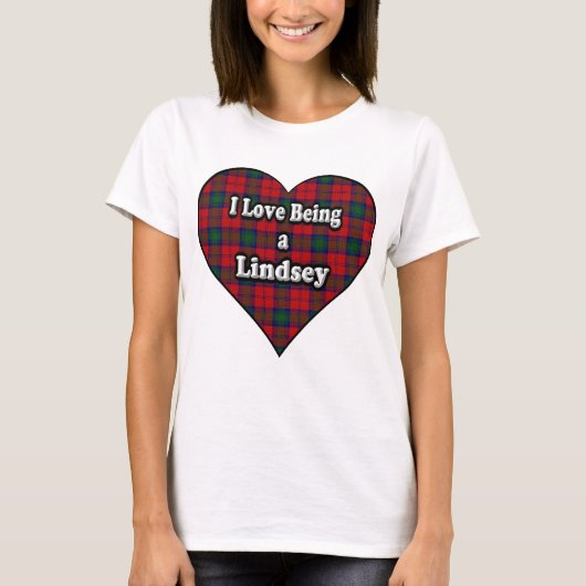 私はLindseyの一族のリンジーのタータンチェックであることを愛します Tシャツ (正面)