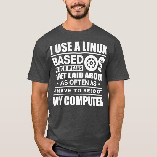 私はLinuベースのOs技術ギフトを使おもしろい用している Tシャツ (正面)