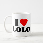 私はLoloを愛します コーヒーマグカップ (左)