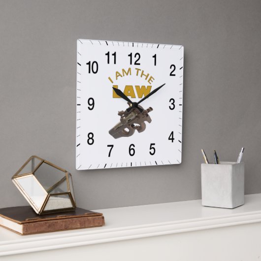 私はm4a1機関銃を持つ法律です スクエア壁時計 (オフィス)