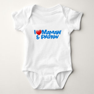 私はMamaw及びPapawのTシャツを愛します ベビーボディスーツ