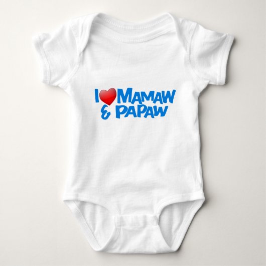 私はMamaw及びPapawのTシャツを愛します ベビーボディスーツ (正面)