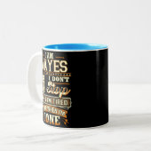 私はMayes。疲れていても止まらない。 ツートーンマグカップ (正面左)