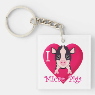 私はMicropigsを愛します(名前入りな) キーホルダー