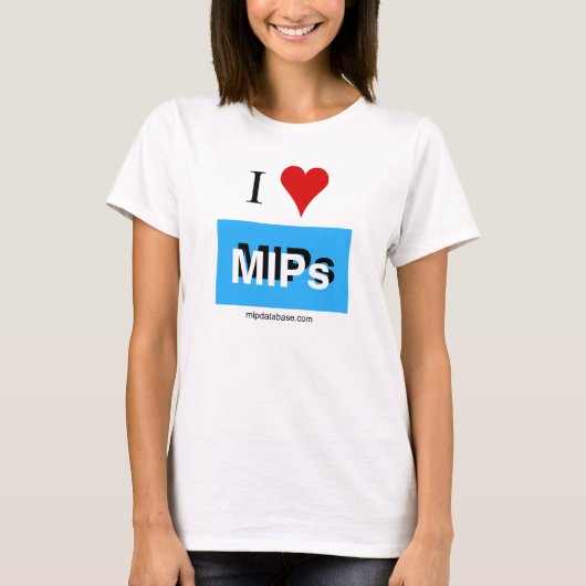 私はMIPsのmipdatabaseのロゴレディースTシャツを愛します Tシャツ (正面)