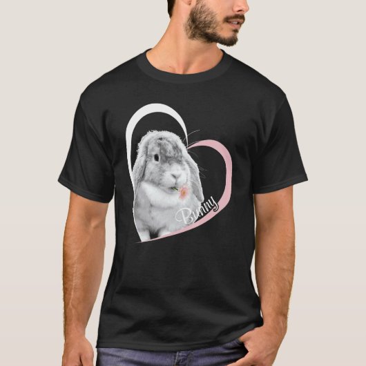 私はMouでバニーかわいいバニーウサギのバニー花が大好き Tシャツ (正面)