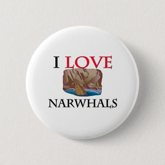 私はNarwhalsを愛します 缶バッジ (正面)